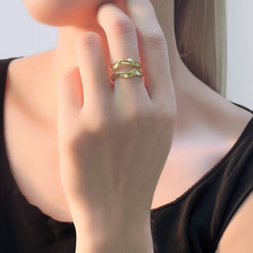 Double Layer Irregular Gold Ring
