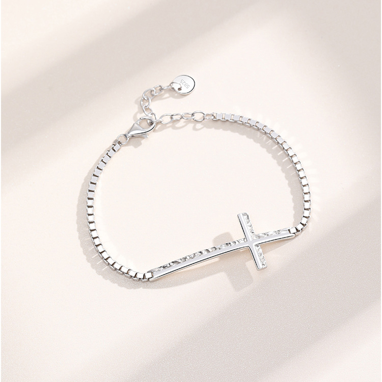 Silver Large Cross Bracelet